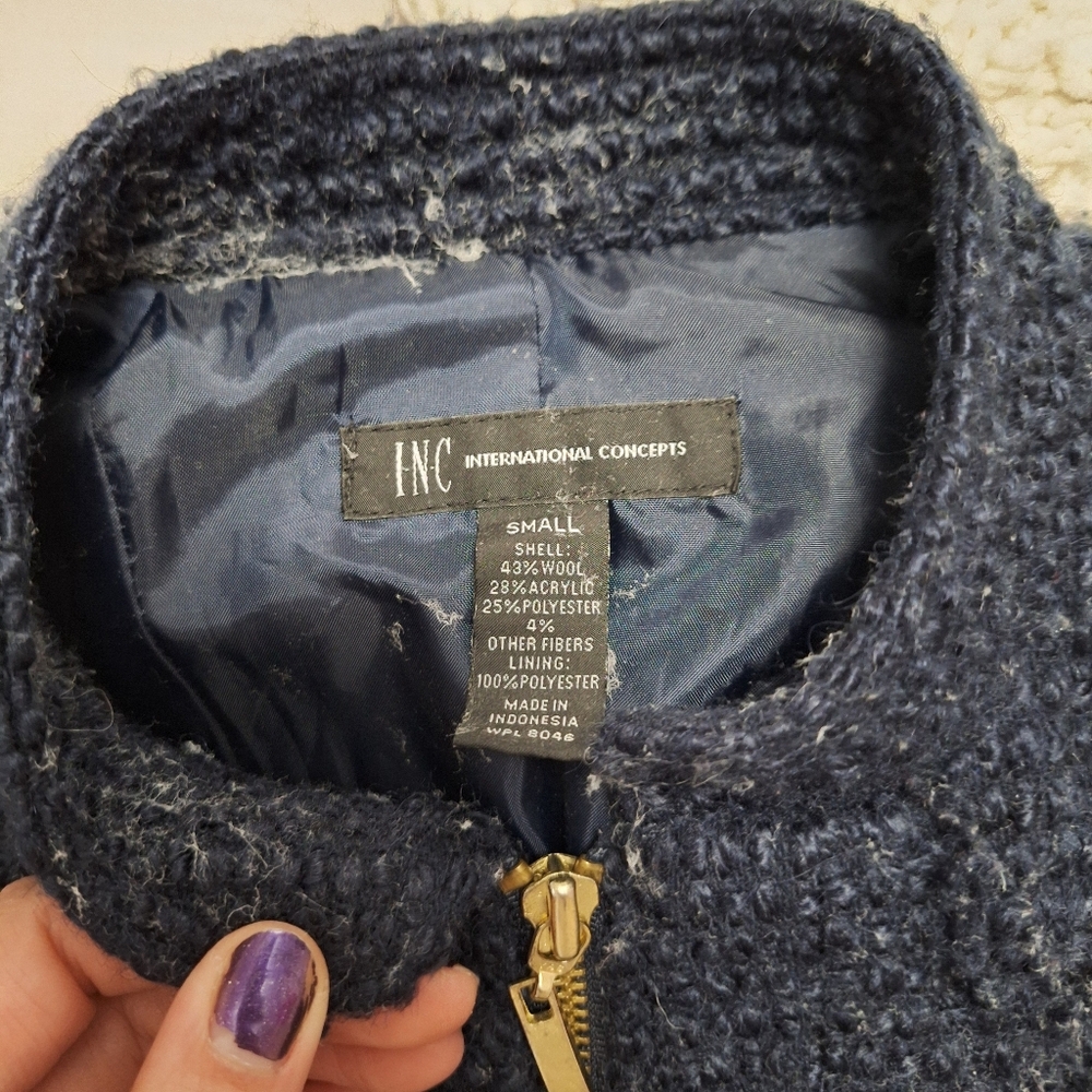INC Tweed Navy Jacket - Picture 3 of 4